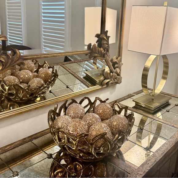 Set of 12 Decorative Mosaic Glass Spheres (Copper Gold color) - Picture 3 of 7